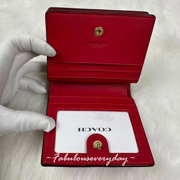 Coach Snap Wallet In Leather/Gold/True Red C2862 NWT - Picture 4 of 6